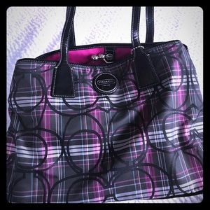 Authentic pink tartan plaid Coach bag
